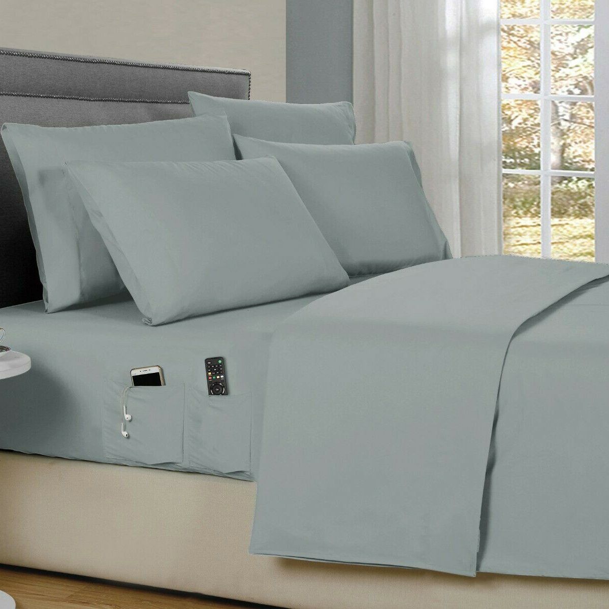 Product Image for Frendorf | 6-teilig: Bambus Smart Bettwäsche Set mit Stauraumtasche, König / Silber