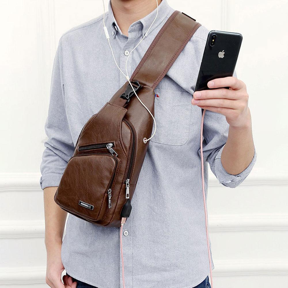 Product Image for Frendorf | Schultertasche Crossbodytasche für Herren mit USB-Ladeanschluss, Dunkelbraun