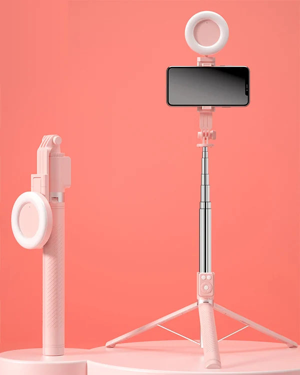 Product Image for Frendorf | 6 in 1 Bluetooth Selfie Stick, Rosa / Einzelnes Fülllicht