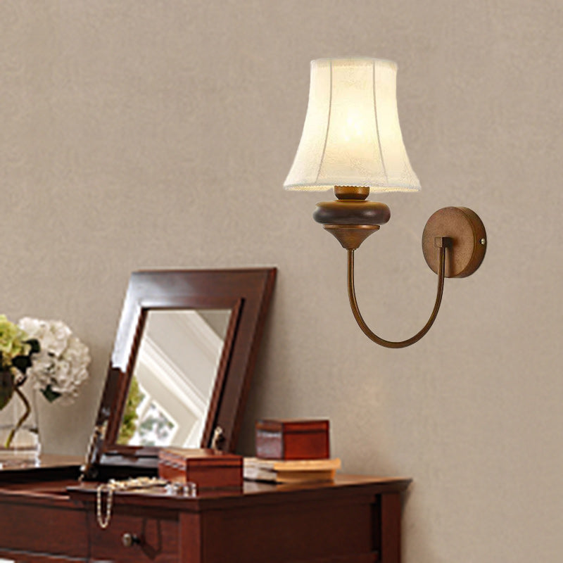 Product Image for Traditionelle europäische florale Muster Trommel Form Stoff Hardware Holz 1-Lampe Wand Sconces Lampe Für Wohnzimmer, Ohne Zugdrahtschalter / 220V-240V
