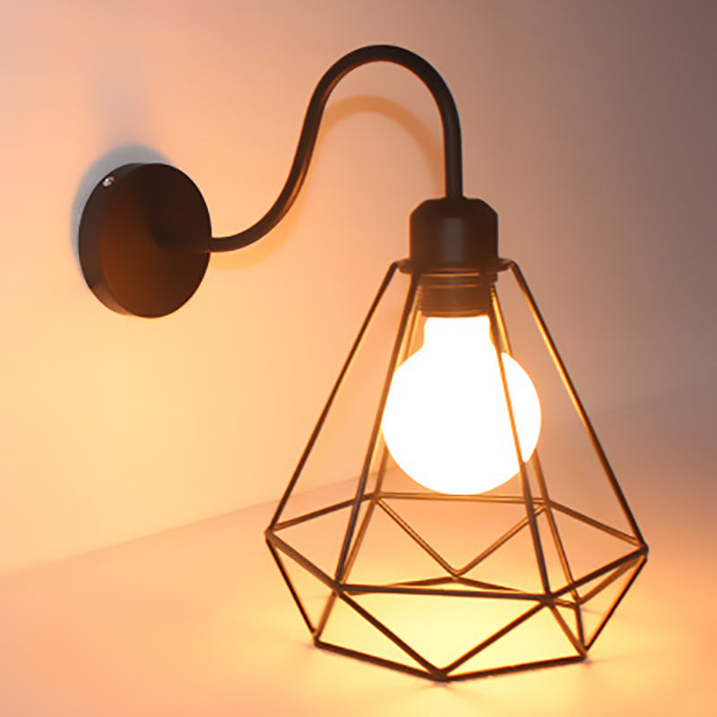 Product Image for Zeitgenössische industrielle Skelett runde quadratische Eisen 1-Licht Wandlaterne Lampe für das Wohnzimmer, A / 220V-240V für UK/AU