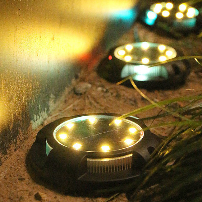 Product Image for Zeitgenössische kreative solarbetriebene wasserdichte PP PS runde LED eingelassene Landschaftsbeleuchtung Außenlicht für den Garten, 8 Warmes Licht + 