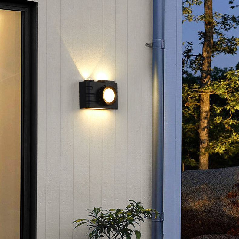 Product Image for Zeitgenössische kreative wasserdichte Aluminium Kamera rechteckige LED Wand sconces Lampe für Außenpatio, Klein - Schwarz / Warmes Licht (3000K) / 