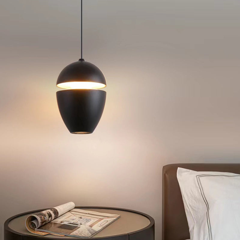 Product Image for skandinavische Aluminium Bullet elliptische höhenverstellbare LED Pendelleuchte für den Nachttisch, Unendlich dimmbar / Frosted Black - Nicht hebbar /