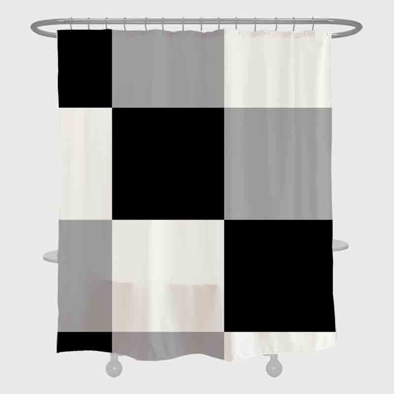 Product Image for Feblilac Schwarz und Weiß Schachbrett Kleinmuster Duschvorhang mit Haken, Geometrische Badezimmervorhänge mit Ring, Einzigartige Badezimmerdekoration,