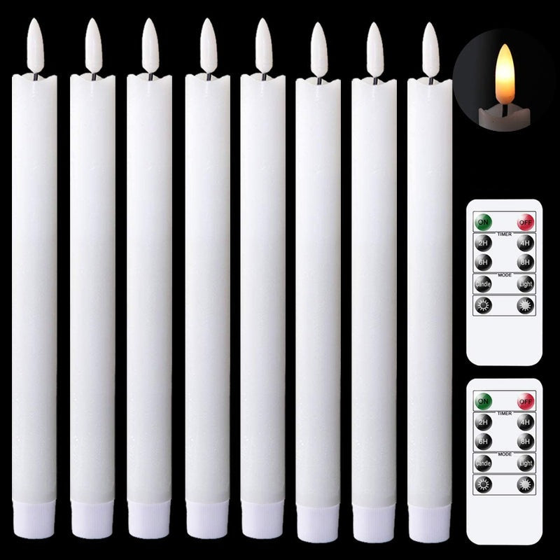 Product Image for Flammenlose flackernde Spitzkerzen mit 2 Fernbedienungen und Timer, echtes Wachs 3D Docht Licht Fensterkerzen batteriebetrieben, Weihnachtsheim 