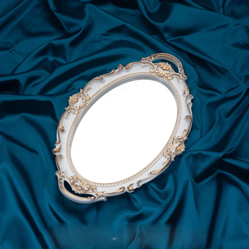 Product Image for 2024 Heiße Vintage dekorative Glasspiegel Tablett Obst Schmuck Anzeige Lagerplatte Schreibtisch Ornamente Neu, D