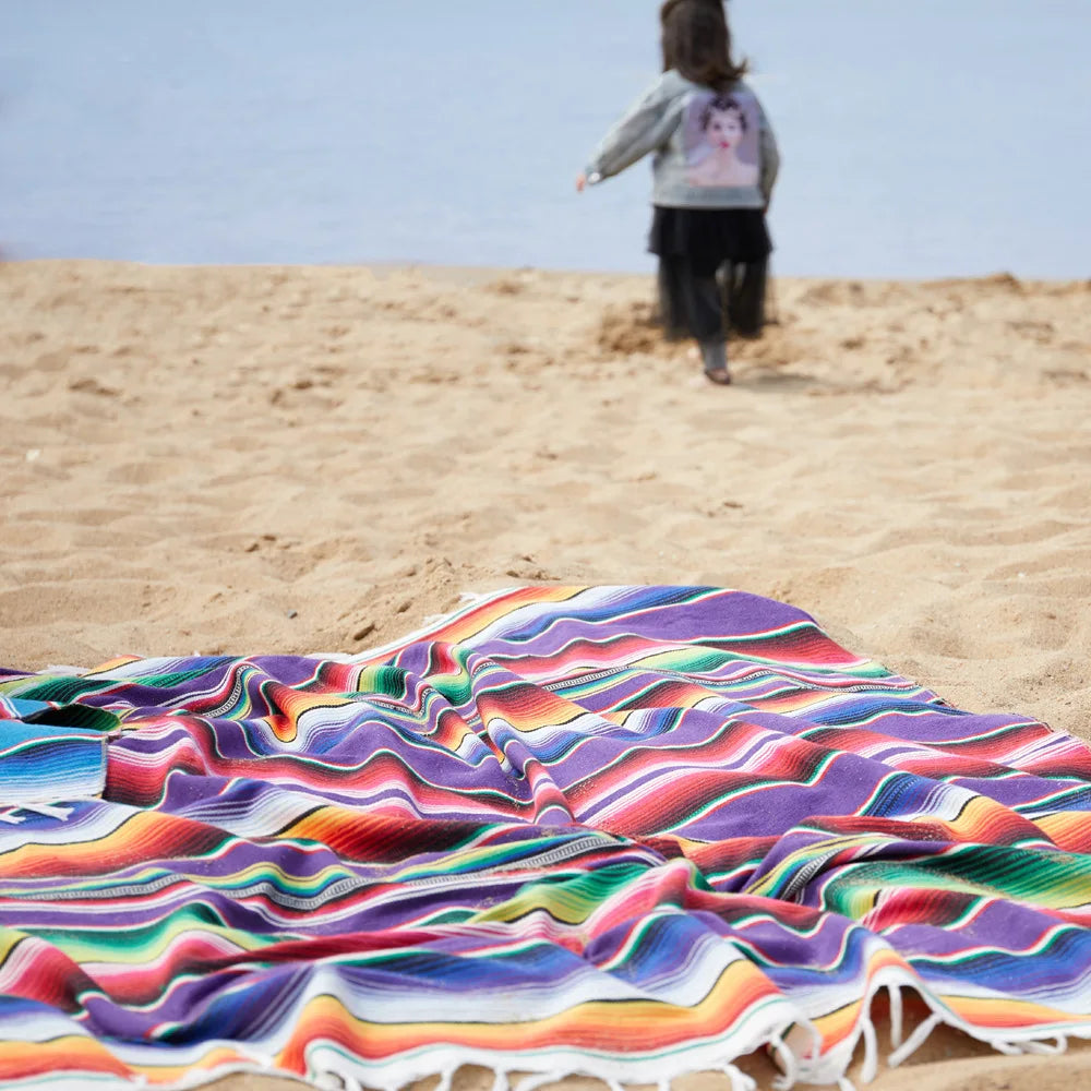 Product Image for Boho Vibrant Mexikanische Serape Decke, lila / 130x170cm