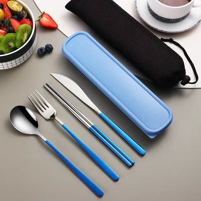 Product Image for 304 Edelstahl Besteckset, Blau-Silber