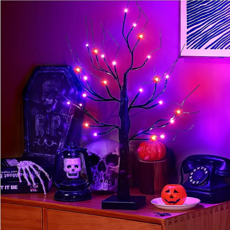 Product Image for Frendorf | GlowHaunt LED Halloween Birkenbaum | Stimmungslicht | Leuchtende Deko in Orange & Lila, Orange & Lila