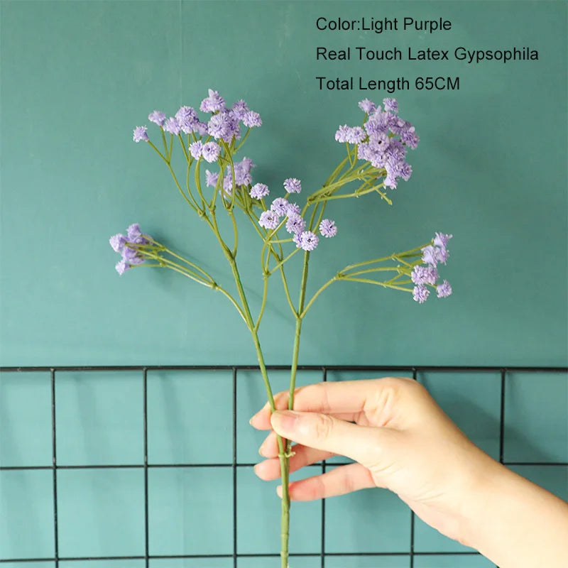 Product Image for 5 Stück Simulation Gypsophila Kunstblumen Real Touch Latex Künstliche Blumen für Hochzeitsstrauß Haus Garten Dekoration Floral, Helllila