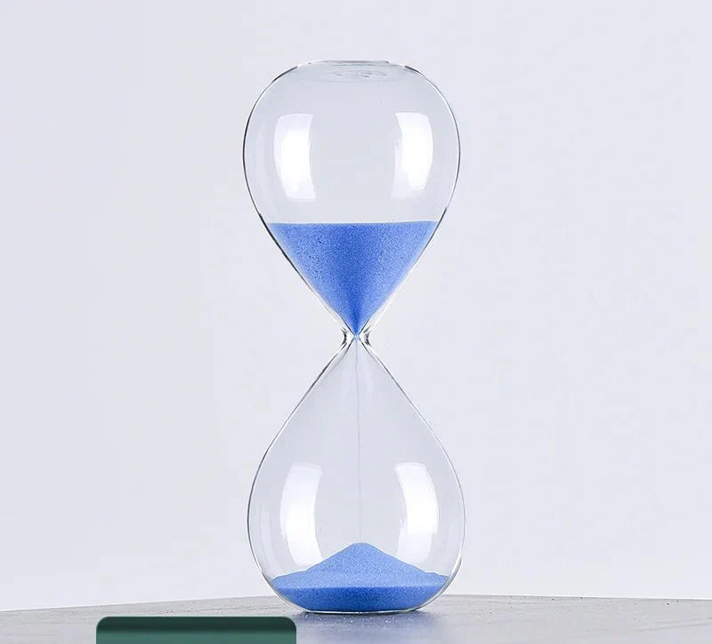 Product Image for Glas Sanduhr Timer | Stilvolle Dekoration mit 5/10/30/60 Minuten Zeitangabe, Blau / 30min 8x20 cm