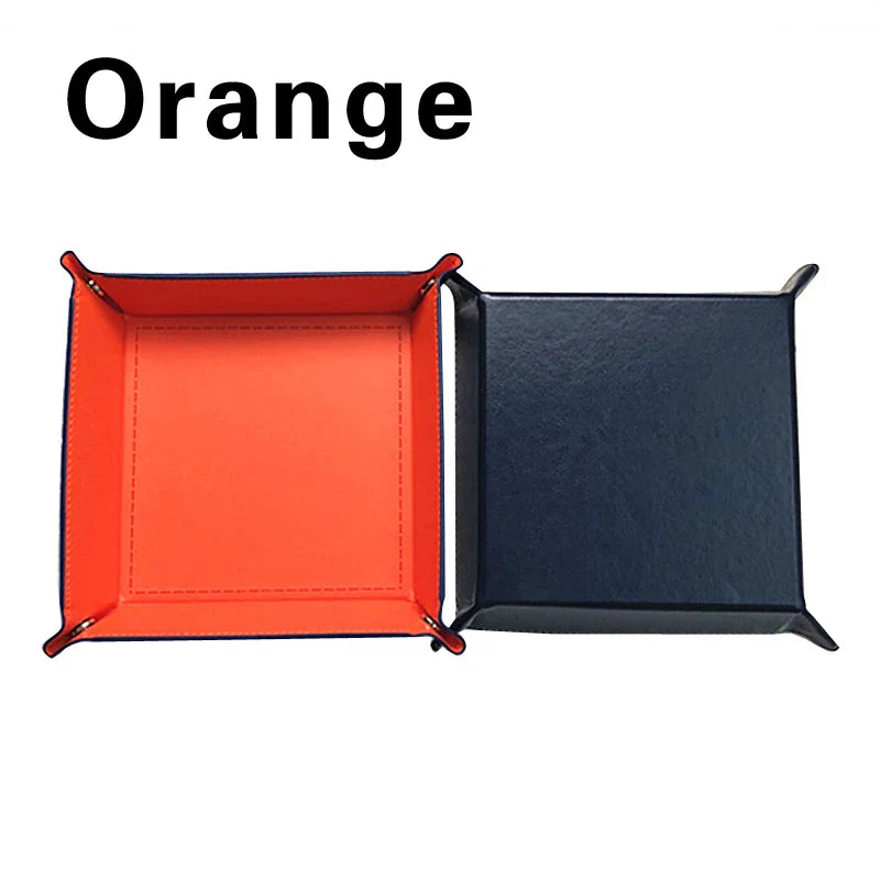 Product Image for 1PC faltbares PU-Leder quadratisches Tablett Tischspiele Brett Schlüssel Geldbörse Münzen Würfel Teller Box Desktop Aufbewahrungsbox Tabletts 