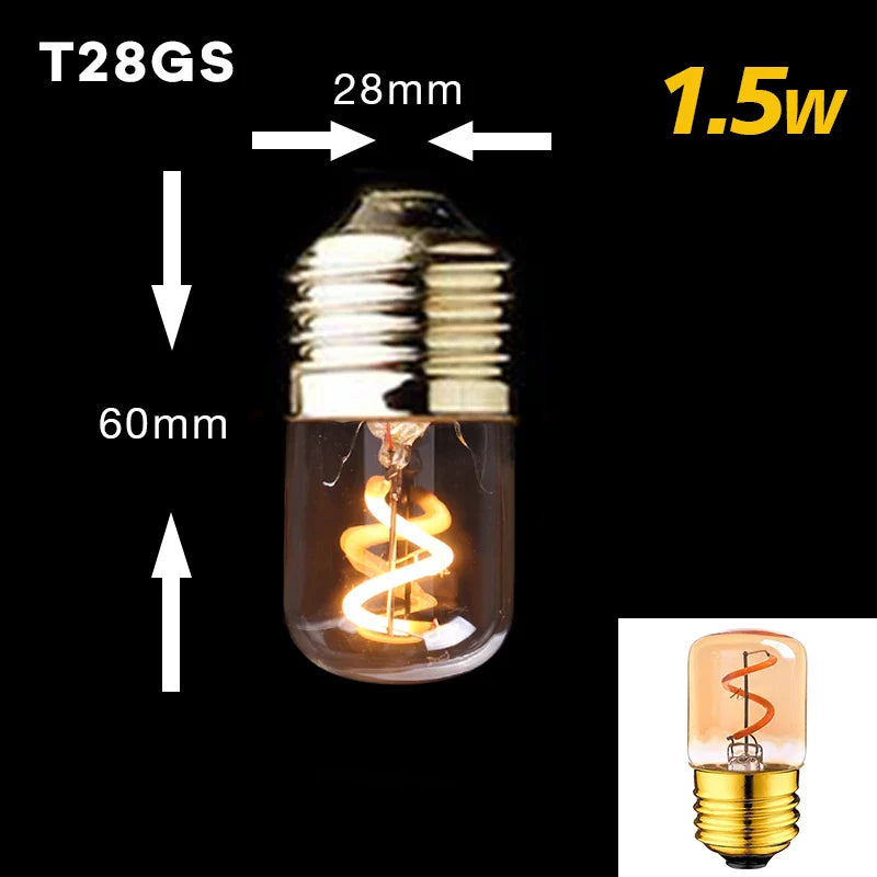 Product Image for Dimmable Vintage LED-Birne (3W, E27-Basis) - Goldspiral-Glühfaden für Kronleuchter & dekorative Beleuchtung, T28GS 2200k / Spiral Gold Farbton / Ja | 
