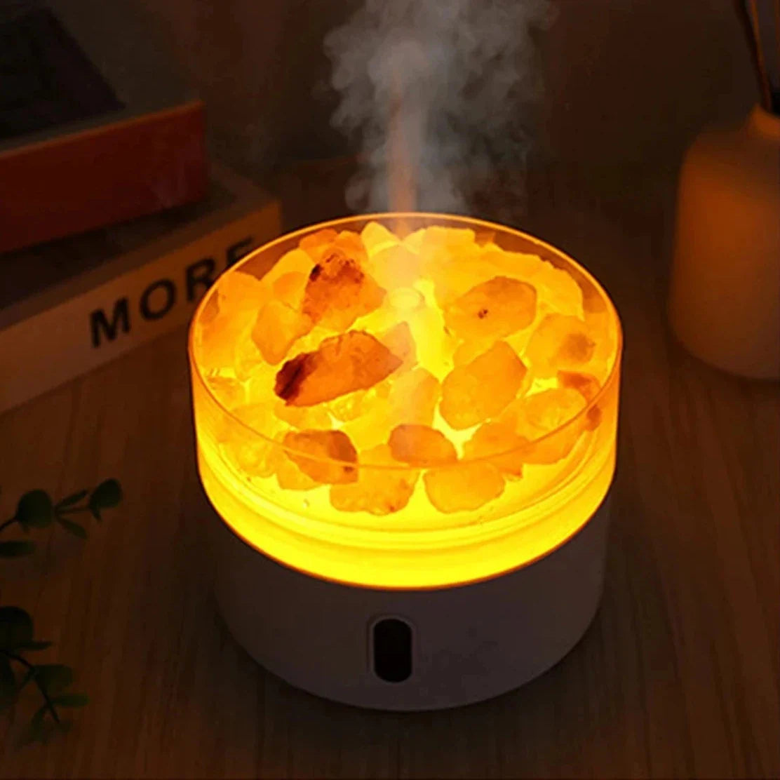 Product Image for Salzlampe Diffusor - USB Ultraschall ätherischer Öl Luftbefeuchter mit Himalaya-Salzkristallen & Nachtlicht
