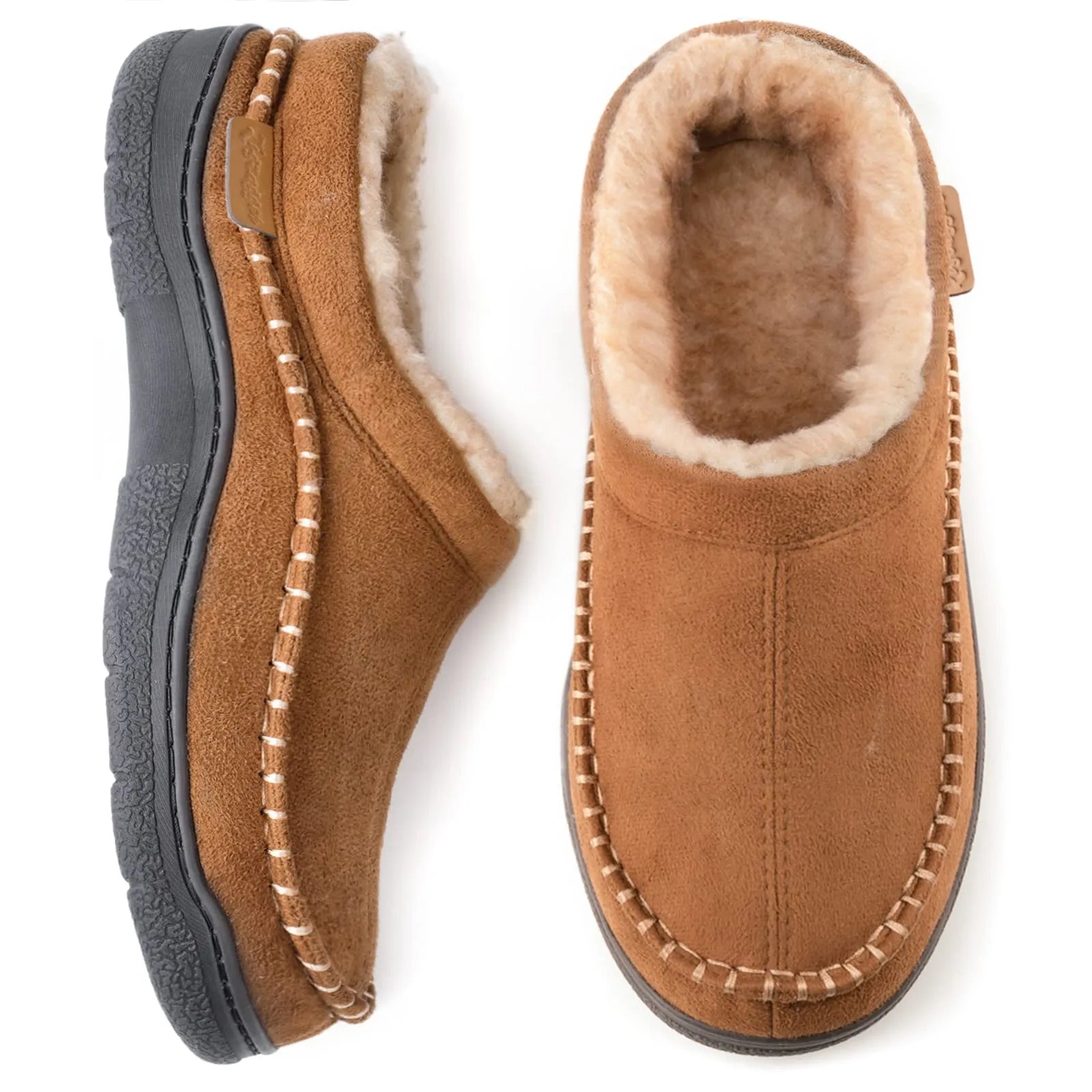 Product Image for Frendorf | Herren rutschfeste Plüsch Slip-On Hausschuhe: Warm & breite Zehen, Khaki / UK 8.5