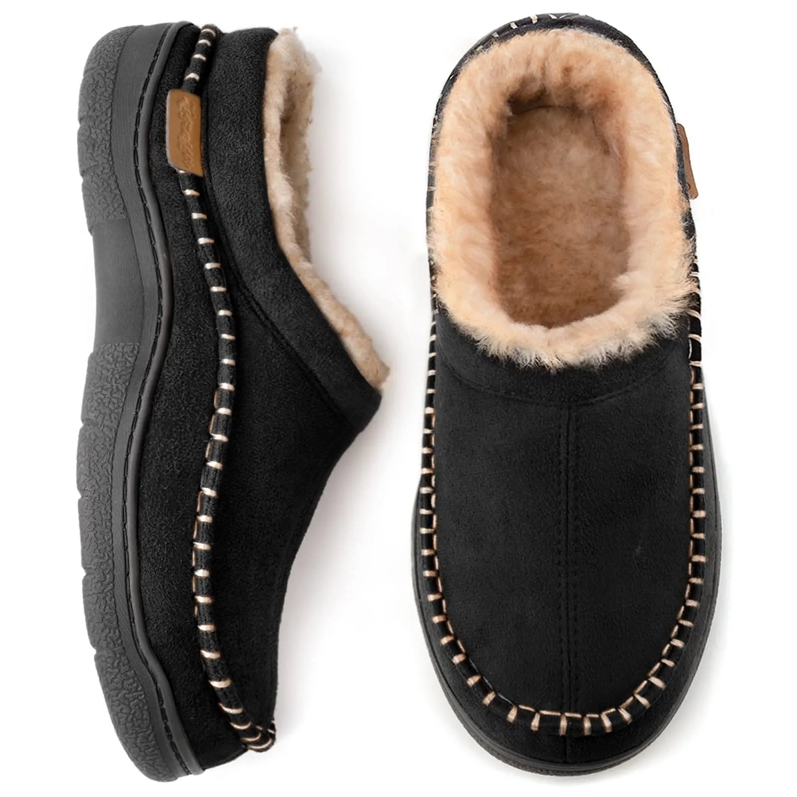 Product Image for Frendorf | Herren rutschfeste Plüsch Slip-On Hausschuhe: Warm & breite Zehen, Schwarz / UK 7
