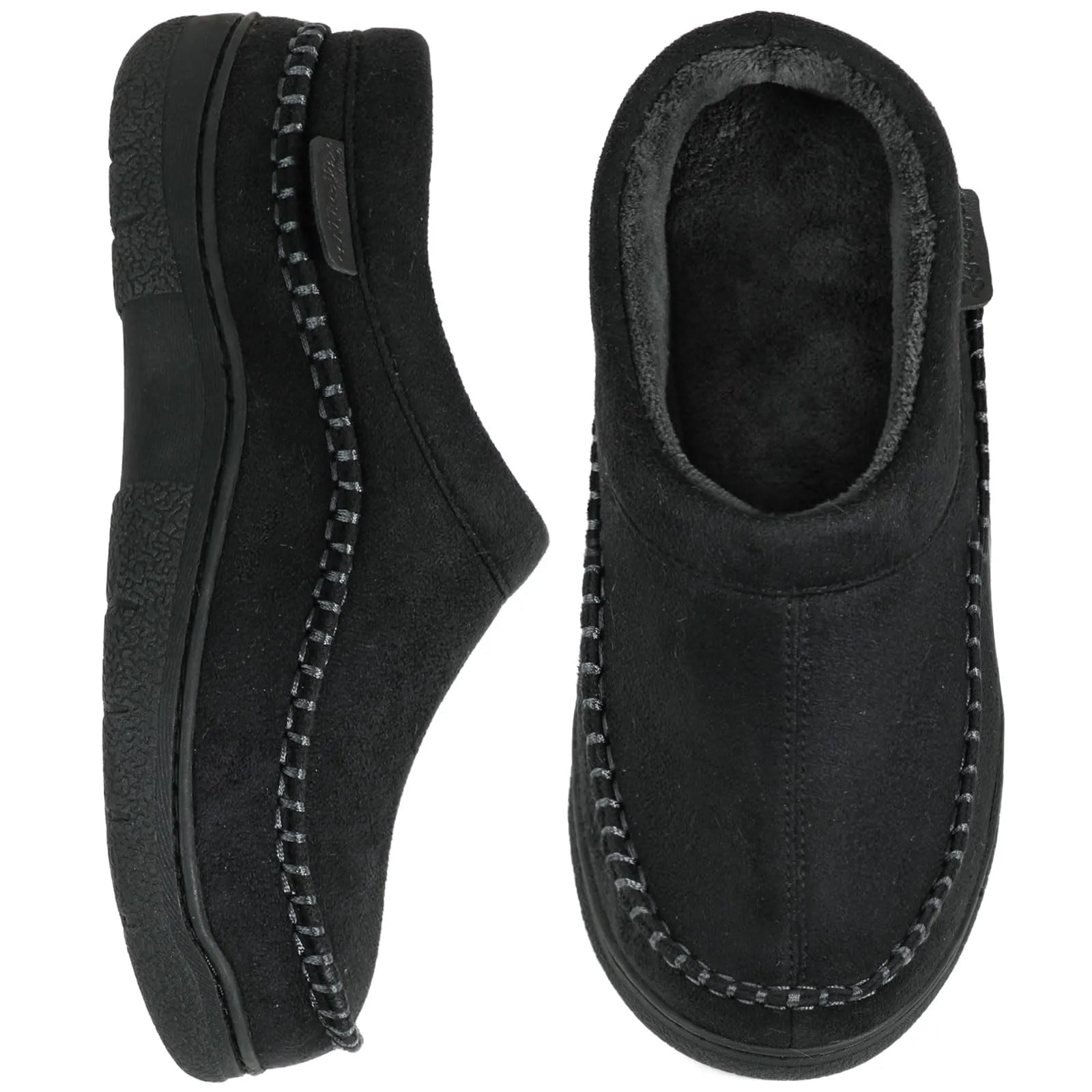 Product Image for Frendorf | Herren rutschfeste Plüsch Slip-On Hausschuhe: Warm & breite Zehen, Schwarz 2 / UK 13