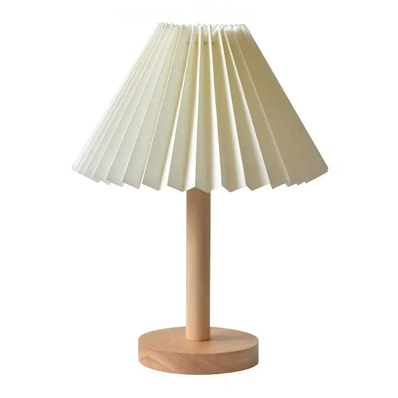 Product Image for Pleated Bedroom Bedside Lamp Nordic Style Solid Wood Night Lamp Homestay Ambient Lamp Decorative Table Lamp USB Rechargeable, Weiß / 1 Farbtemperatur