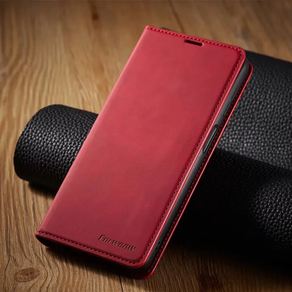 Product Image for Frendorf | Samsung Hülle: Magnetische Leder Tasche für stilvollen Schutz, Rot / Galaxy S21 Plus