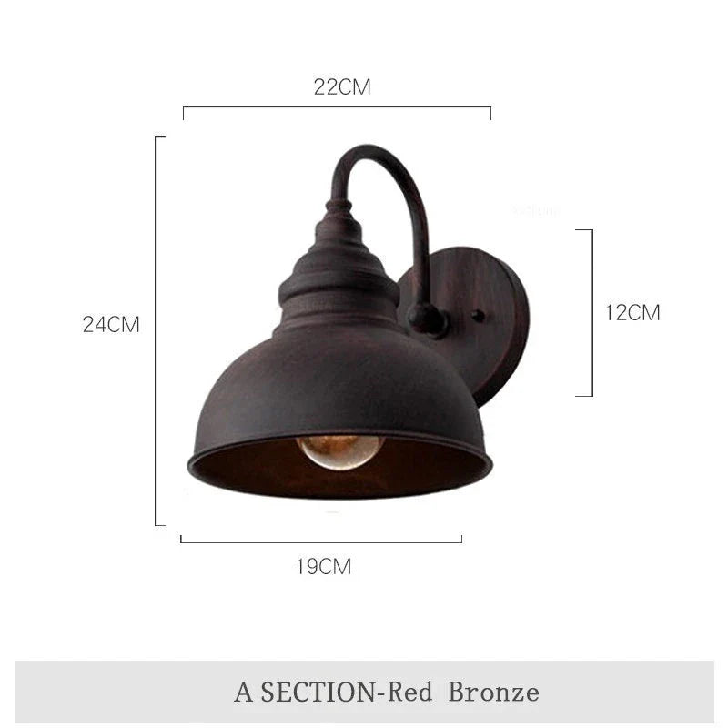 Product Image for Wasserdichte Retro Außen Garten Veranda Wandlampe: Vintage Eisen Wandleuchte für Gang, Treppe, Innenhof, Balkon, Villa, WL255 Rost / Mit Bulb