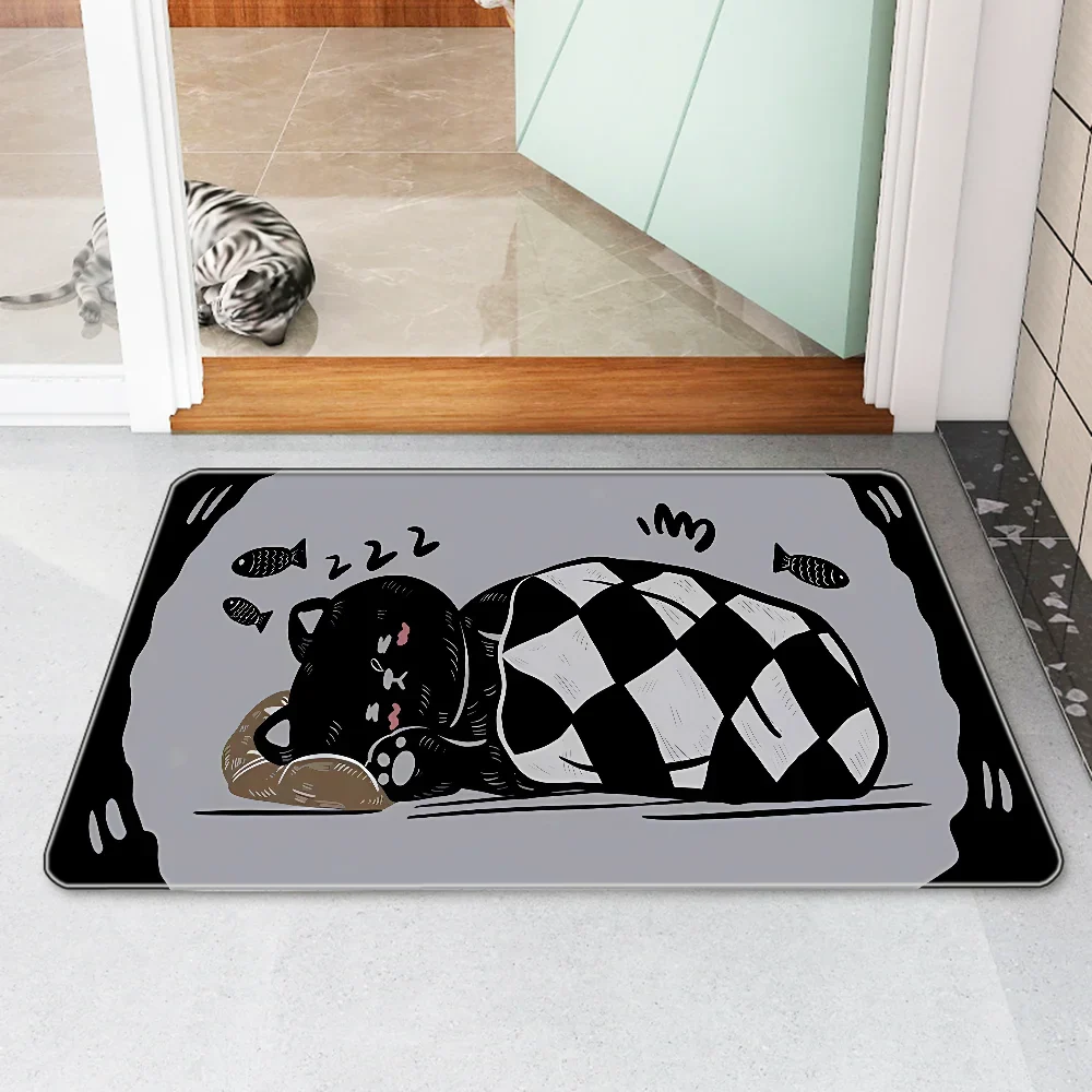 Product Image for Teppich Schwarze Katze Fußmatte Eingang Fußmatte Kawaii Teppich Wohnzimmer Teppiche Schlafzimmer Küche Dekoration Home Fußmatten Fußmatten Fuß, z2 / 