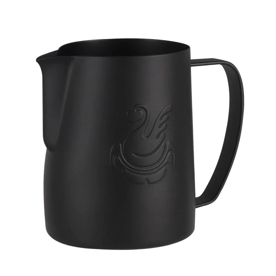 Product Image for 600ml Edelstahl-Kaffeekanne Milchaufschäumer Tasse Sahnebereiter Espresso Latte Art Werkzeug Eleganter Schwan, Matt-schwarz / 600 ml