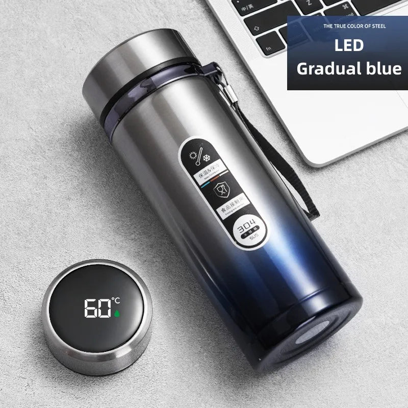 Product Image for 800ml-1L Edelstahl Thermoskanne – Tragbare Vakuumflasche mit LED-Temperaturanzeige, LED Schwarz / 0.8L