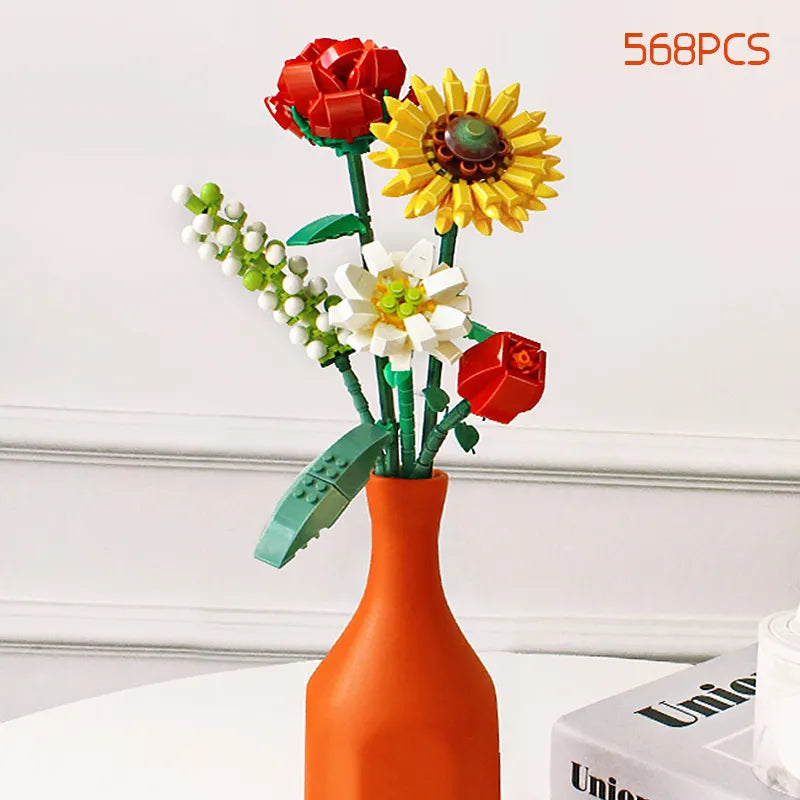 Product Image for Romantisches Rosen Blumenstrauß Bauklötze Ideen Simulation Modell Steine Heimdekoration DIY Spielzeug für Mädchen Geschenke, ohne box