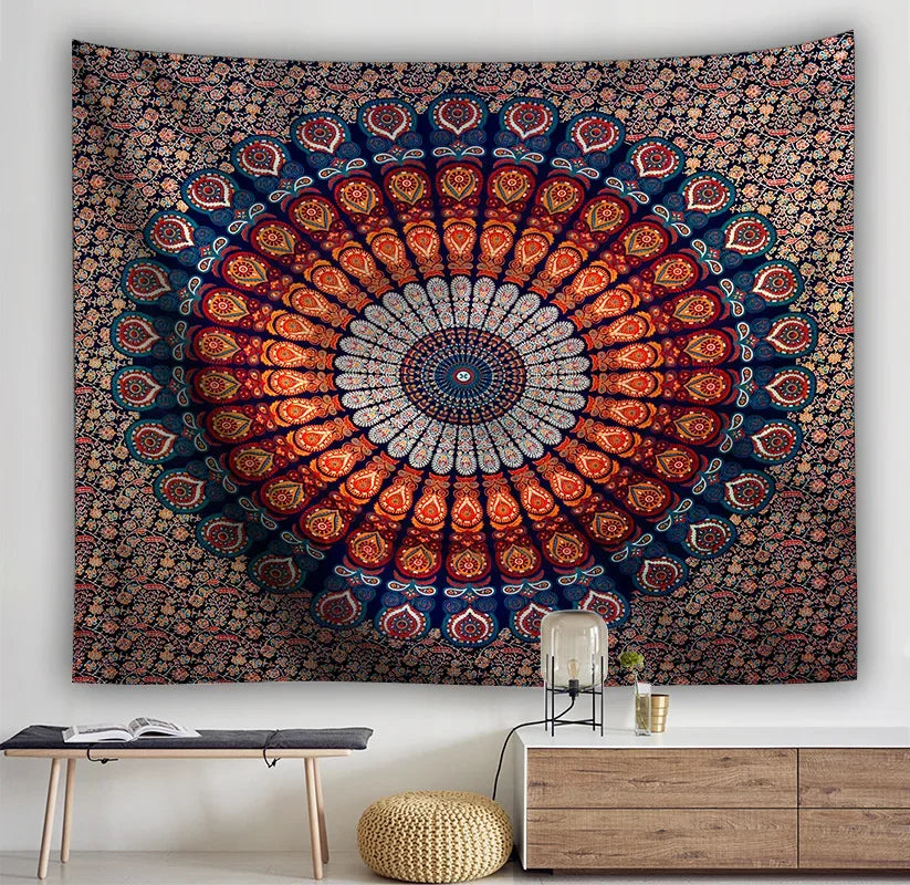 Product Image for Mandala Tapestry Wall Hanging Boho Decor Wall Cloth Tapestries Psychedelic Hippie Night Moon Tapestry Mandala Wall Carpet, 1 / 200x150cm