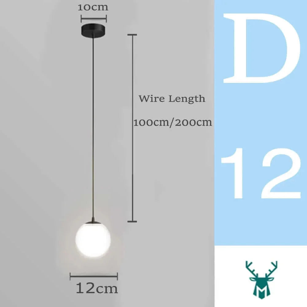 Product Image for Mid-Century Modern Glas Ball Pendelleuchte, schwarz 12CM 1 / Drahtlänge 2m / 3 Lichtänderung