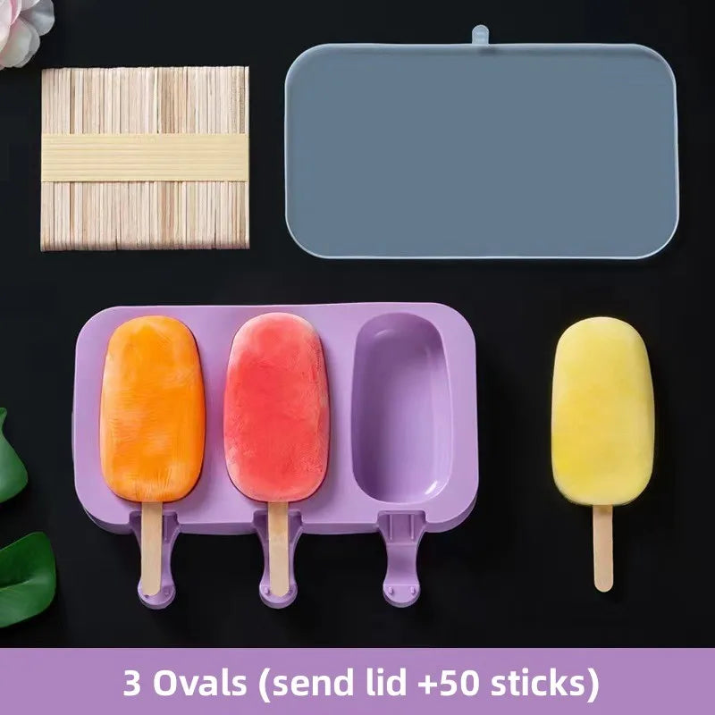 Product Image for Silicone-Eiscreme-Eisform: Siamesische Formen mit Deckel für DIY hausgemachtes Eis am Stiel - Cartoon süßes Bild Küchenwerkzeuge, 3 Ellipse