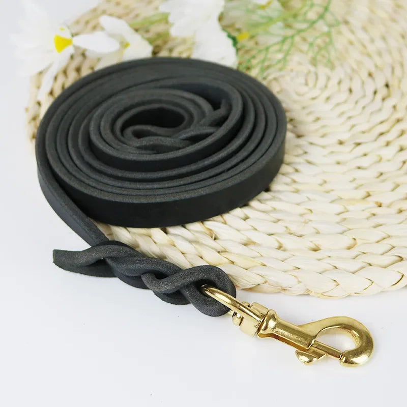 Product Image for Frendorf | Geflochtene Hundeleine aus Echtleder, Kupfer Schwarz / 260cm