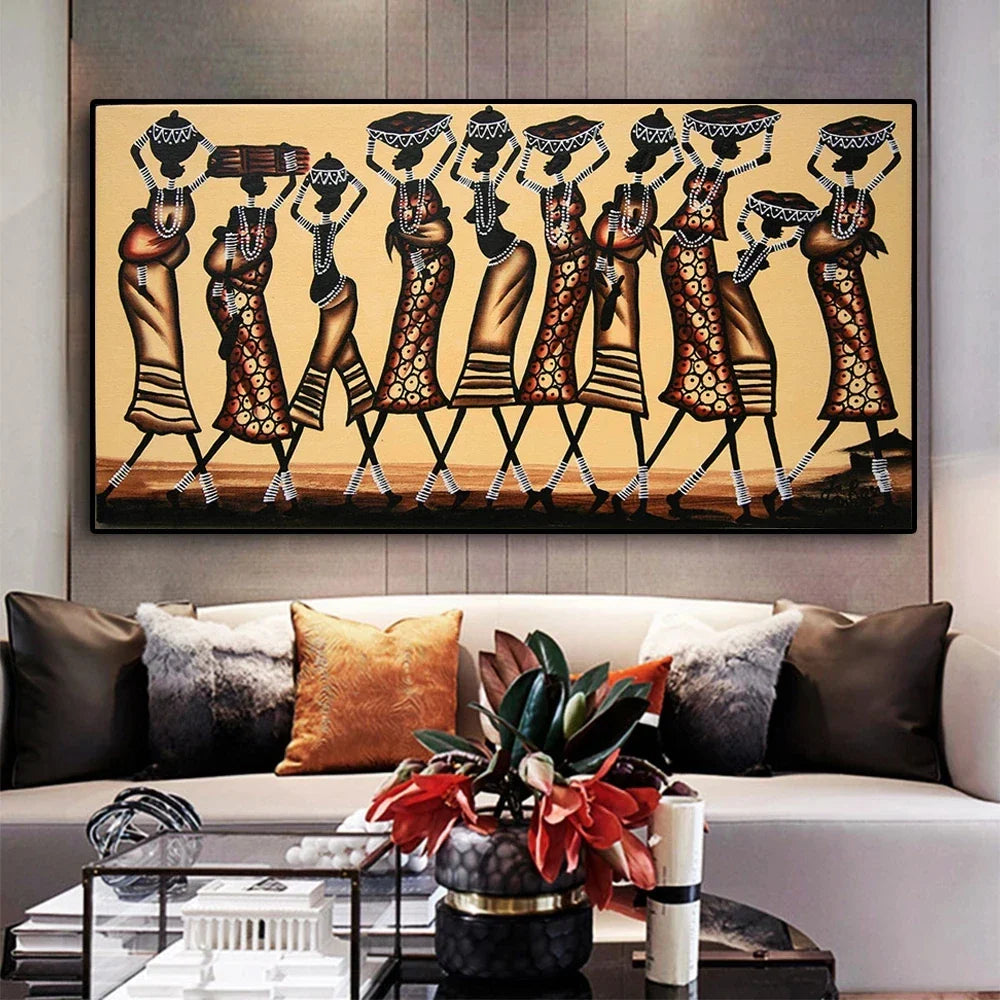 Product Image for Große Größen Abstrakte Afrikanische Frau Leinwandmalerei, 9 / 60x120cm Unrahmt