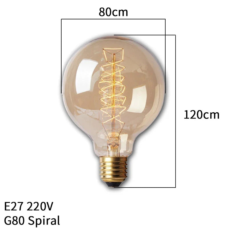 Product Image for Dimmbar Edison Glühbirne (40W, E27 Sockel) - Vintage Stil Fadenlampe für Retro-Beleuchtung Vintage Edison Lampe Retro Licht, G80 Spirale