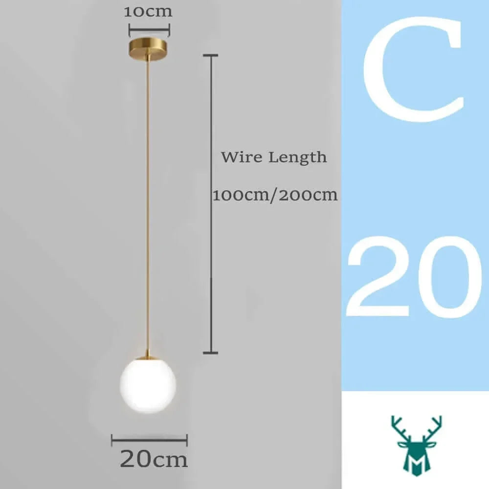 Product Image for Mid-Century Modern Glas Ball Pendelleuchte, gold 20CM 1 / Drahtlänge 2m / 3 Lichtänderung