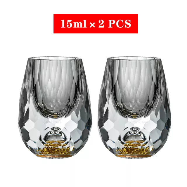 Product Image for Kristallglas Whiskeygläser Bar-Likör Kugel Tassen Sake und Shochu doppelwandig dicke Böden kleine Kapazität Teetassen, B-2pcs