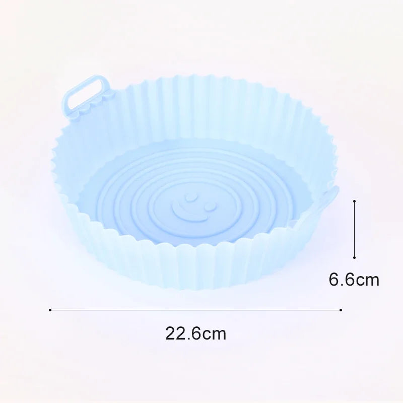 Product Image for Silikon Air Fryers Ofen Backblech - Pizza Frittierte Hähnchen Airfryer Silikonkorb, wiederverwendbare Airfryer Pfannenbeschichtung Zubehör, Blau