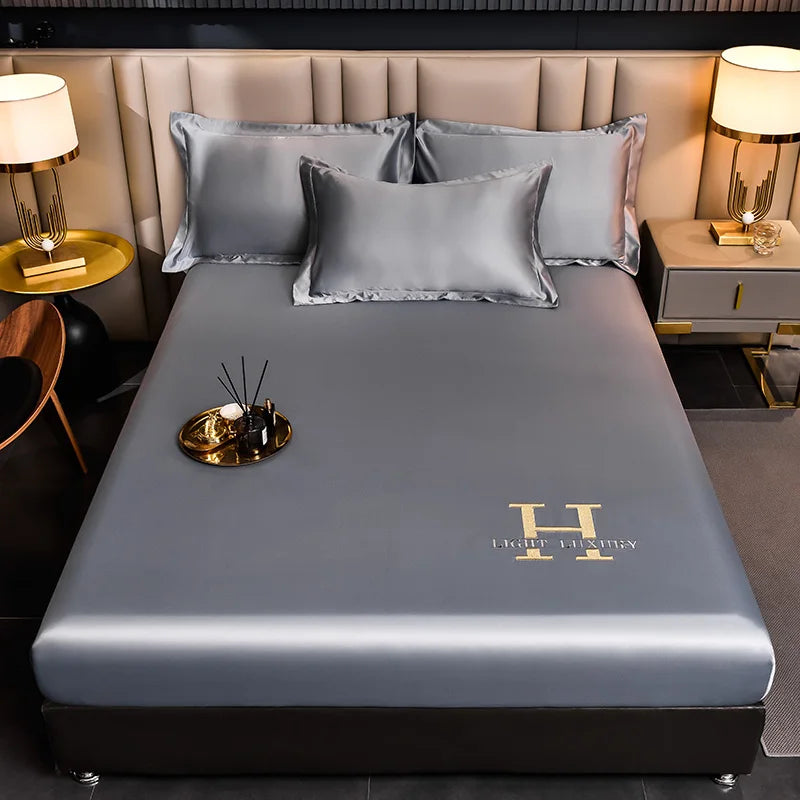 Product Image for SilkLuxery | Einfarbiges Bettlaken aus Seide, Silber / 100x200 cm
