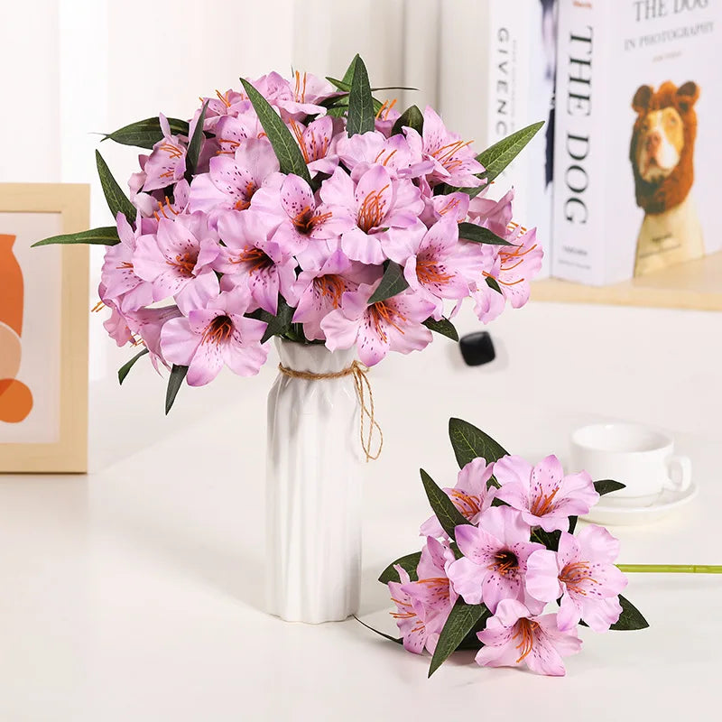 Product Image for 10 Stück 3D-Druck Morgenruh-Blume Luxus Wohnkultur Künstliche Seidenblumen Lilien HochzeitsBrautstrauß Fotografie Requisiten, pink lila