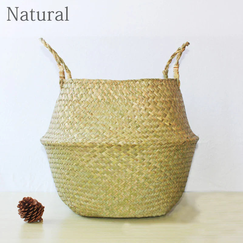 Product Image for New Straw Weaving Flower Plant Pot Basket Grass Planter Basket Indoor Outdoor Flower Pot Plant Containers Dirty Basket, Natur / XS