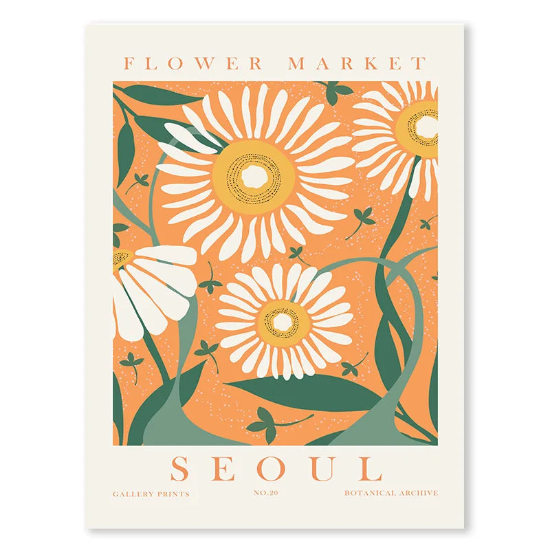 Product Image for Flower Market Colour Print Wall Art Spring Flower Botanical Canvas Painting Hallway Living Room Wall Poster Home Decoration, 4 / 40x50cm