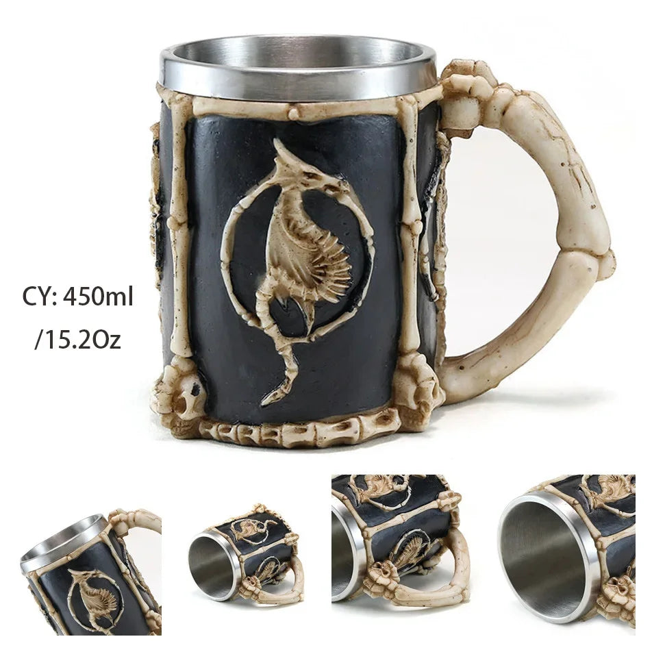 Product Image for Mittelalterlicher Drachenharz-Edelstahlbecher als Kaffeebecher oder Teebecher, Drachenknochen / 600ml