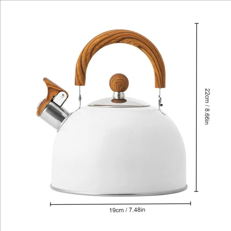 Product Image for 1 Stück 2,5/3 l Liter Kessel aus Edelstahl, verdickter Wasserkocher, Gas-Induktionsherd, universeller Wasserkocher, Kessel, 1 Stk / weiß 2.5L