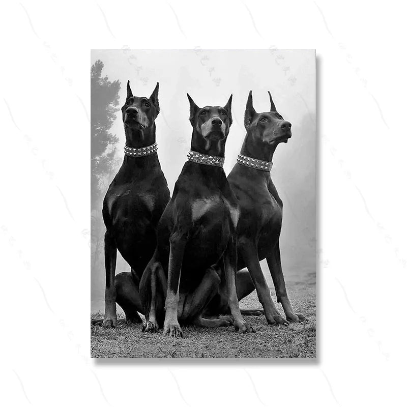 Product Image for Schwarz Weiß Mode Mädchen Hund Poster Druck Sexy Frau Wandkunst Leinwanddruck Nordisches Spielzeugpistolenbild Wohnzimmer Home Decor, 1 / 40x50cm ohne