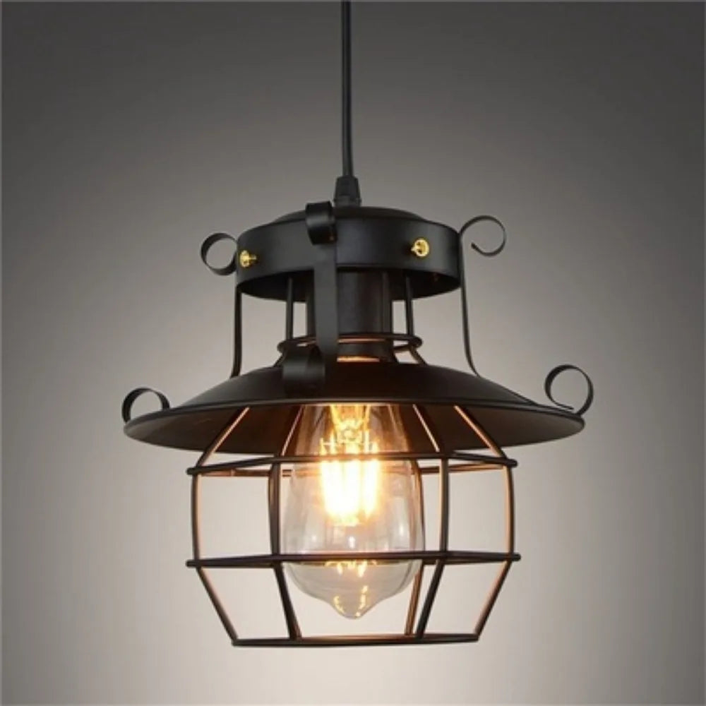 Product Image for Norah | Retro Industrielle Hängeleuchte, Schwarz mit Rahmen