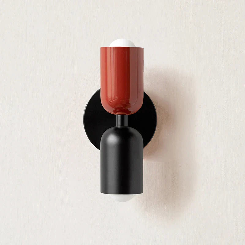 Product Image for Doppelköpfe Wandlampe Schwarze Basis, Rot schwarz / Schwarz
