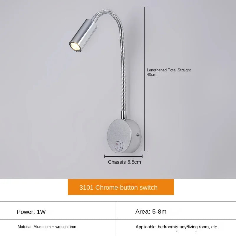 Product Image for Vielseitige LED-Wandleuchte: Modern, Flexibel, Perfekt zum Lesen im Bett, Stil A Silbern / Warmweiß (2700-3500K) / 110V-220V