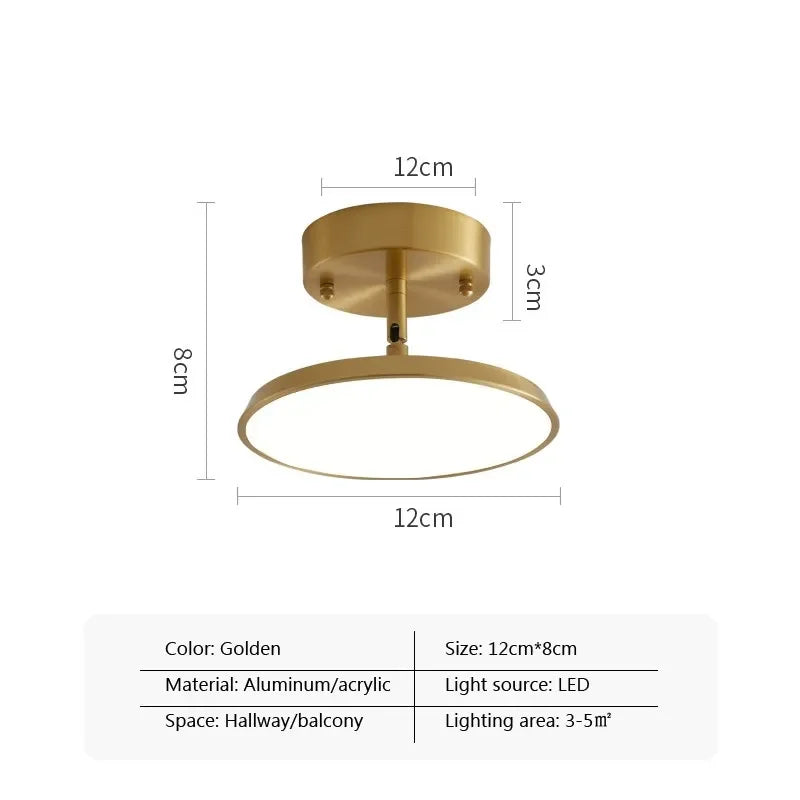 Product Image for Moderne drehbare LED-Deckenleuchte für Wohnzimmer, Esszimmer, Flur Lampe - Runde Kupferlampe, LCL010 Gold 12cm / Warmweiß