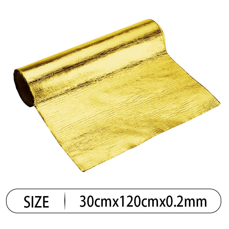 Product Image for Auto Wärme Schutzfolie Film: Hochtemperaturbeständiges Fiberglas Aluminium Klebeband Tuch - Selbstklebende Wärmedämmungsmatte, Gold-05